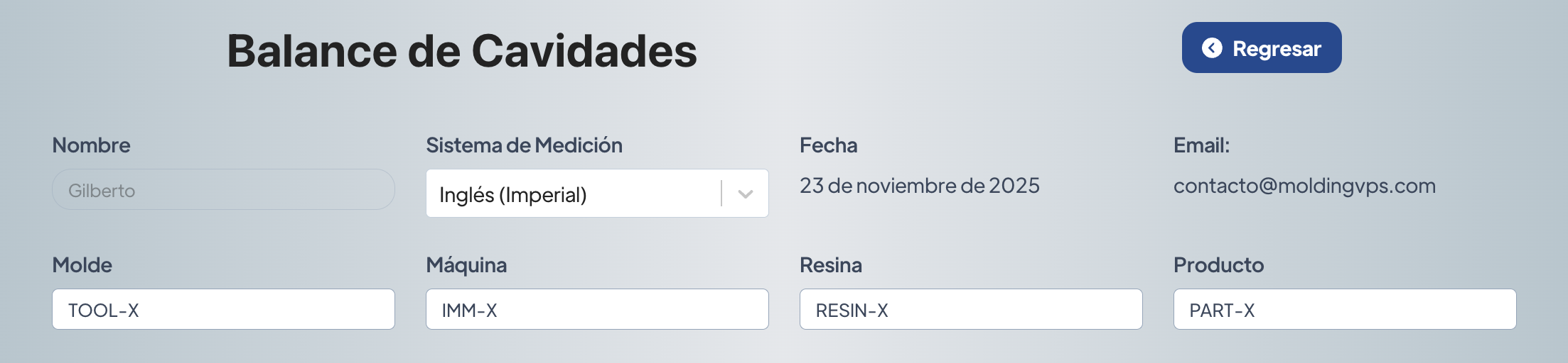 MVPS - moldingvps - Balance de Cavidades