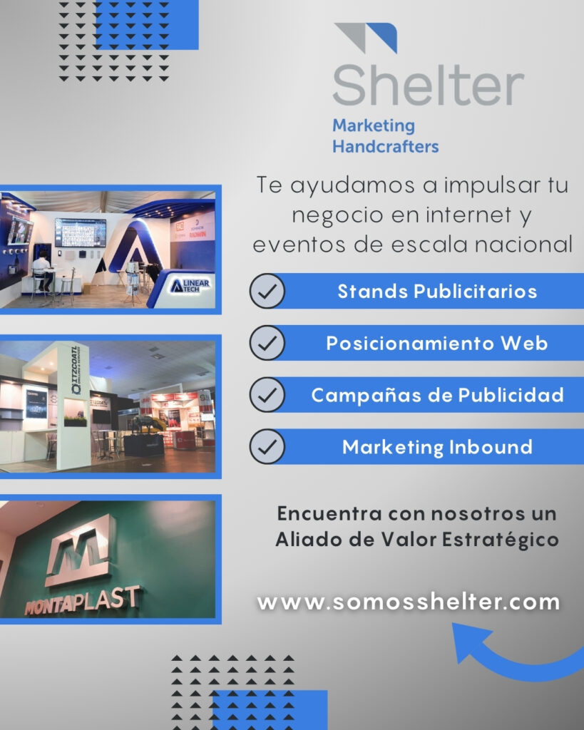 SOMOS SHELTER

Marketing y Stands Publicitarios
Agencia de Marketing que entrega soluciones de creatividad, imagen y producción a sus socios de negocios. Con un enfoque personalizado nos aseguramos de comprender las necesidades y alcance de cada empresa, desarrollando estrategias efectivas que generan resultados positivos.